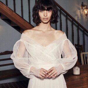 Bridal top - long sleeve wrap cover up by Flora